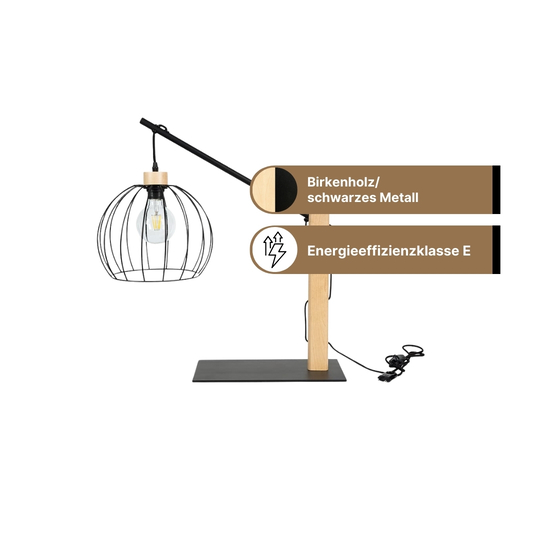 SPOT Light Mandarine Tischleuchte 1xE27 60W Schwarz/Birke/Schwarz SPOT Light Mandarine Tischleuchte 1xE27 60W Schwarz/Birke/Schwarz