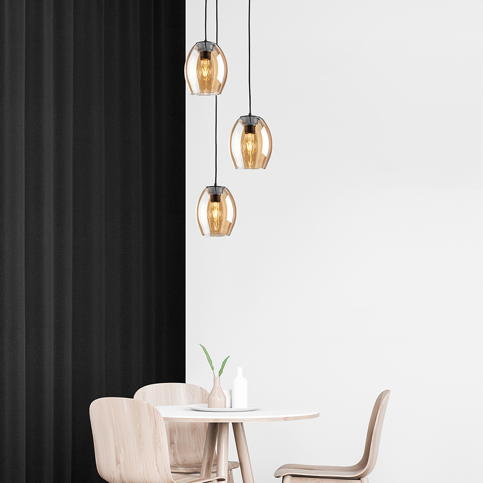 Pendelleuchte DP30 Glas 3 flammig Amber B-Ware Pendelleuchte DP30 Glas 3 flammig Amber B-Ware