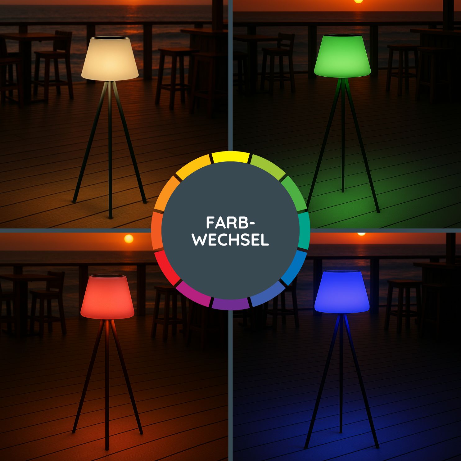 MeLiTec, Solarleuchte für Terrasse und Garten, Solar Lounge RGB Light, SO50 mit Fernbedienung Beleuchtung, Lampe, Stuhl, Mobiliar,