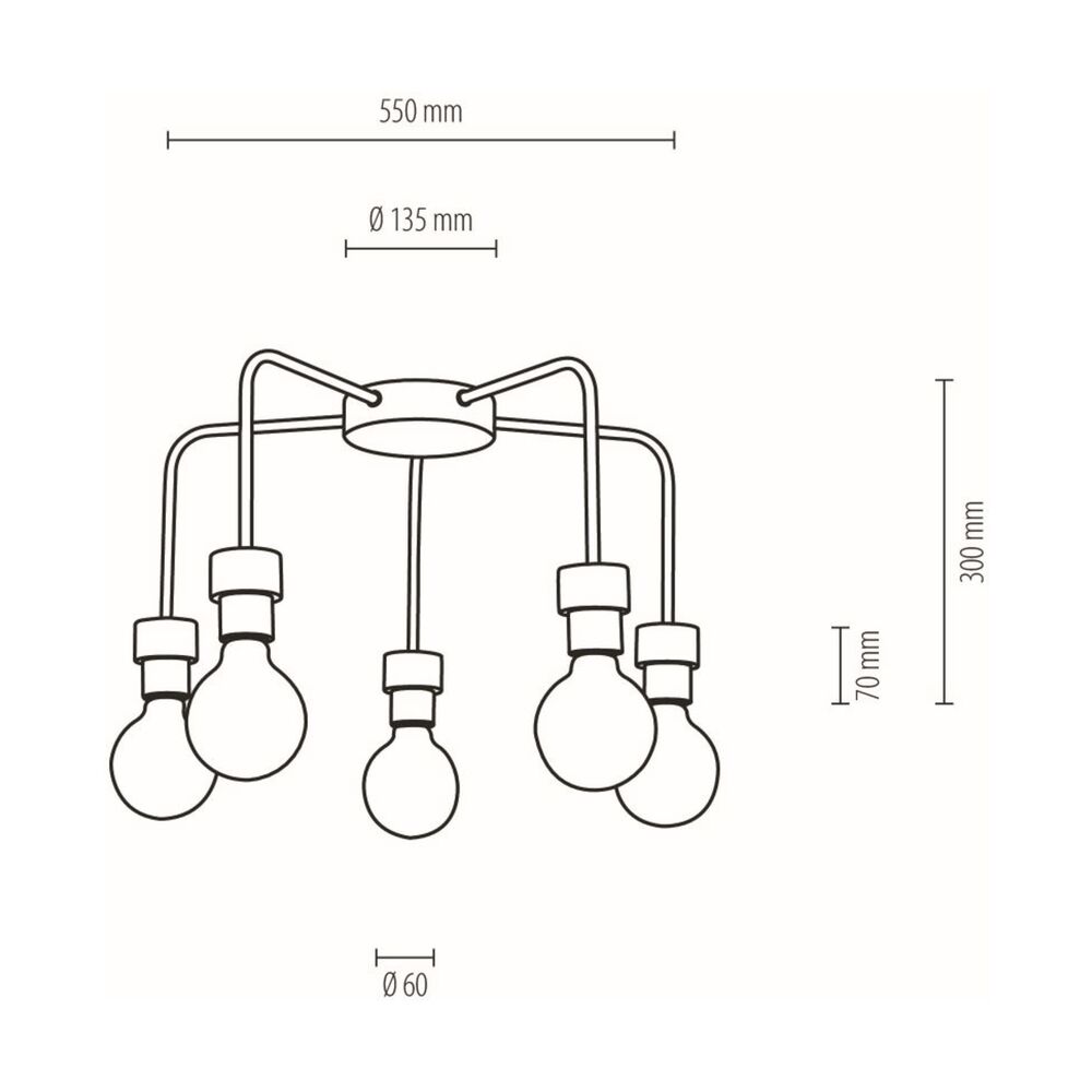 SPOT Light Eclat Deckenleuchte 5xE27 Max.40W Eiche Geölt/Schwarz SPOT Light Eclat Deckenleuchte 5xE27 Max.40W Eiche Geölt/Schwarz