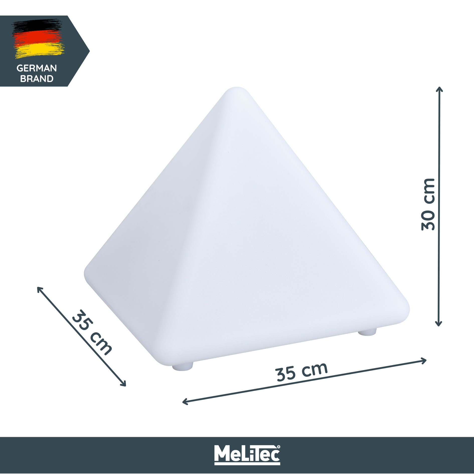 MeLiTec Solarleuchte mit USB - mehrfarbige Bodenbeleuchtung für Außen & Innen - auch für Innenräume geeignet - Solar-Bodenleuchte mit Farbwechsel - Kantenlänge 35cm - Kunststoff - Pyramide - LK06-4 Keil,