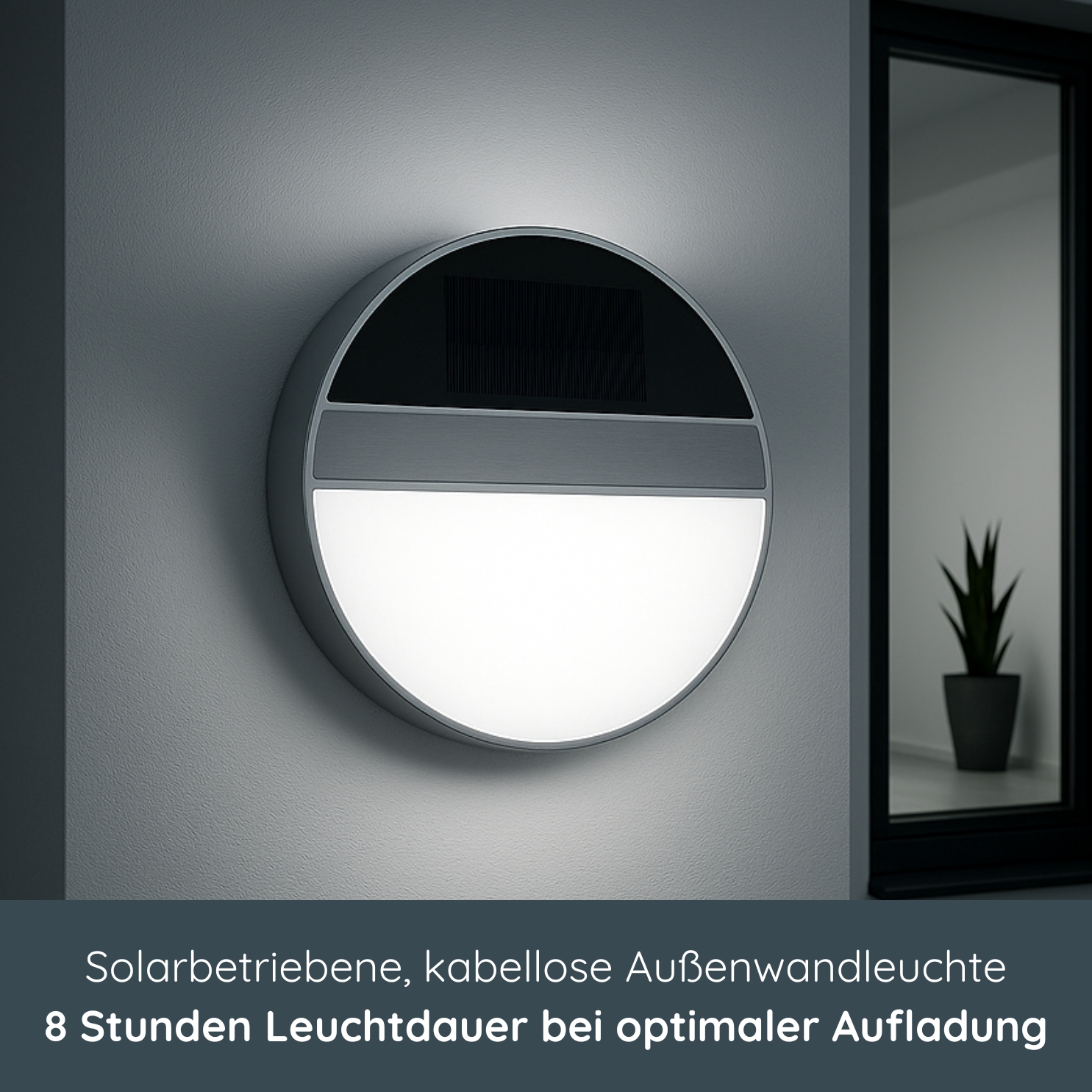 MeLiTec LED-Solar-Wandleuchte SWL06, aus Edelstahl, Wandlampe solarbetrieben, Außenwandleuchte rund MeLiTec LED-Solar-Wandleuchte SWL06, aus Edelstahl, Wandlampe solarbetrieben, Außenwandleuchte rund