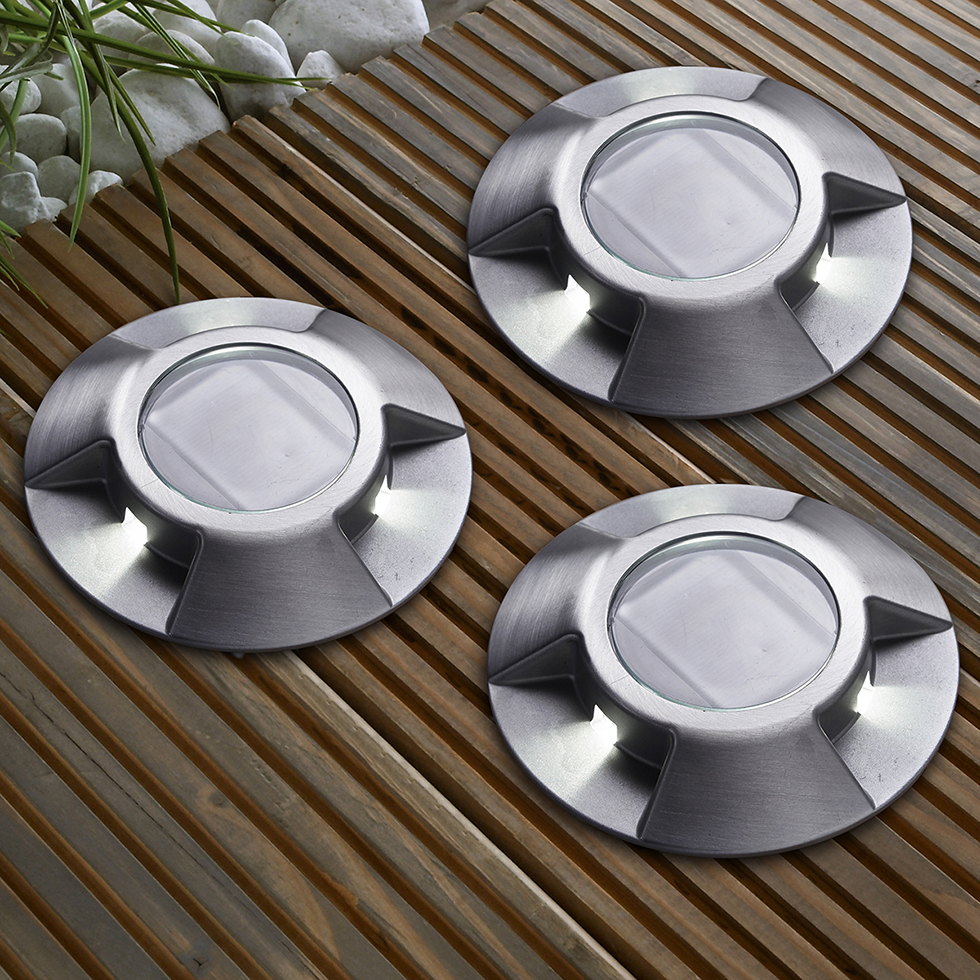 3er Set Solar Bodeneinbauleuchte SEL08 B-Ware 3er Set Solar Bodeneinbauleuchte SEL08 B-Ware
