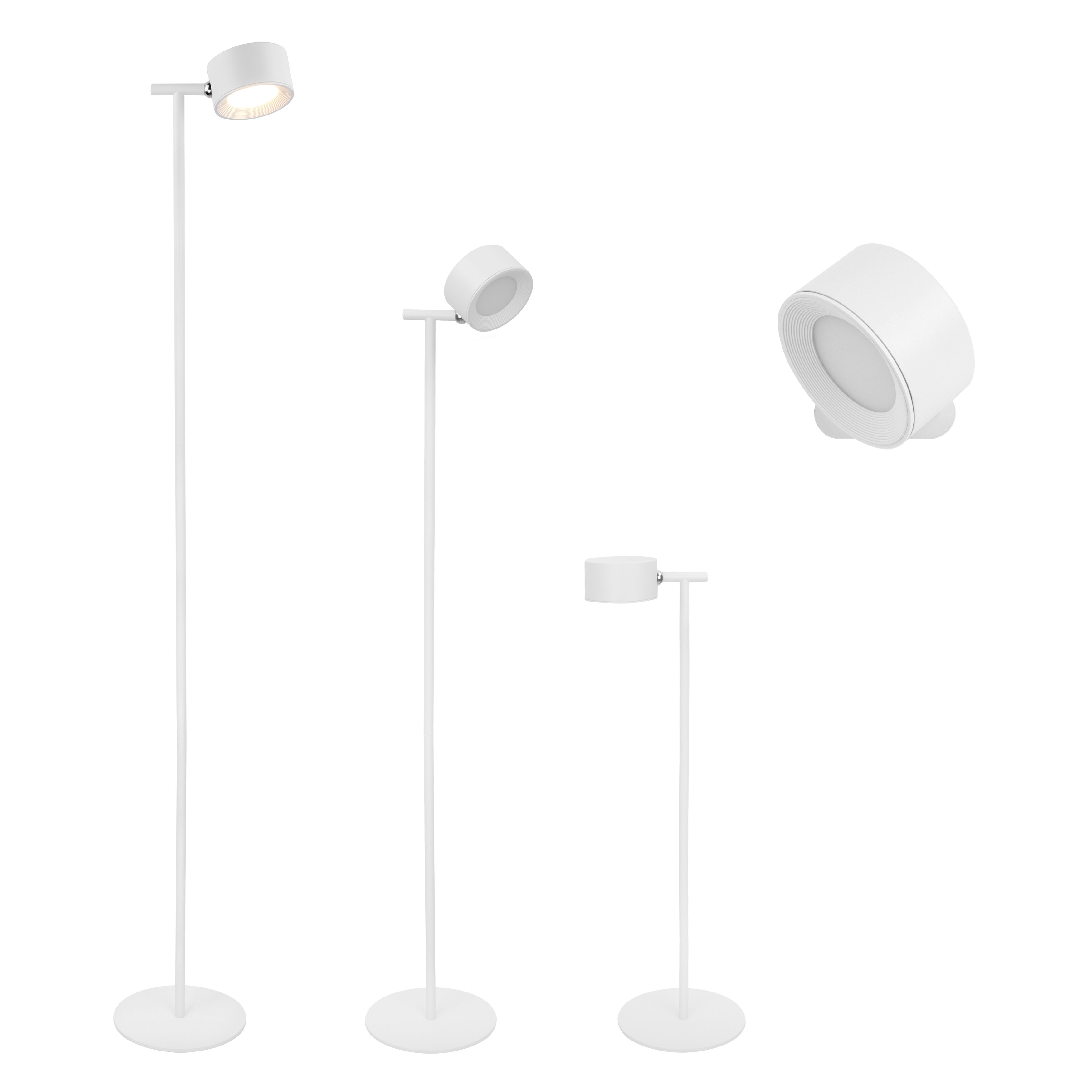  MeLiTec LED-Stehleuchte ST55-1 – Aufladbare Designerlampe in Weiß, dimmbar mit Magnetkopf & Wandhalterung, warmweißes Licht 2.700K, Akkubetrieb bis 12h, USB-C