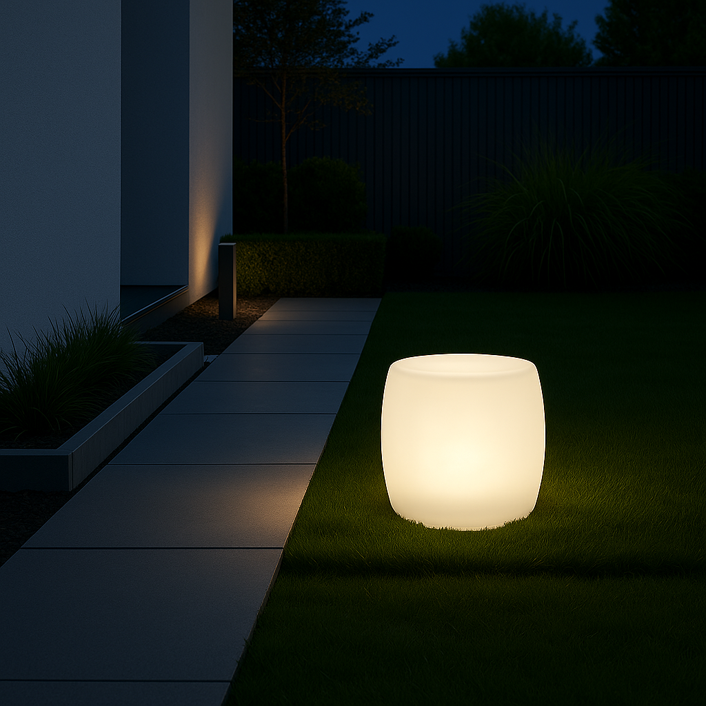 MeLiTec Solarleuchte - mehrfarbige Bodenbeleuchtung für Garten, Balkon & Terrasse - Solar-Bodenleuchte mit Farbwechsel - bis 8h Leuchtdauer - ca. 36cm - inkl. Akku - Kunststoff - Trommel - LK08-6 Pfad, Gehweg, Beleuchtung, Lampe, Gras,