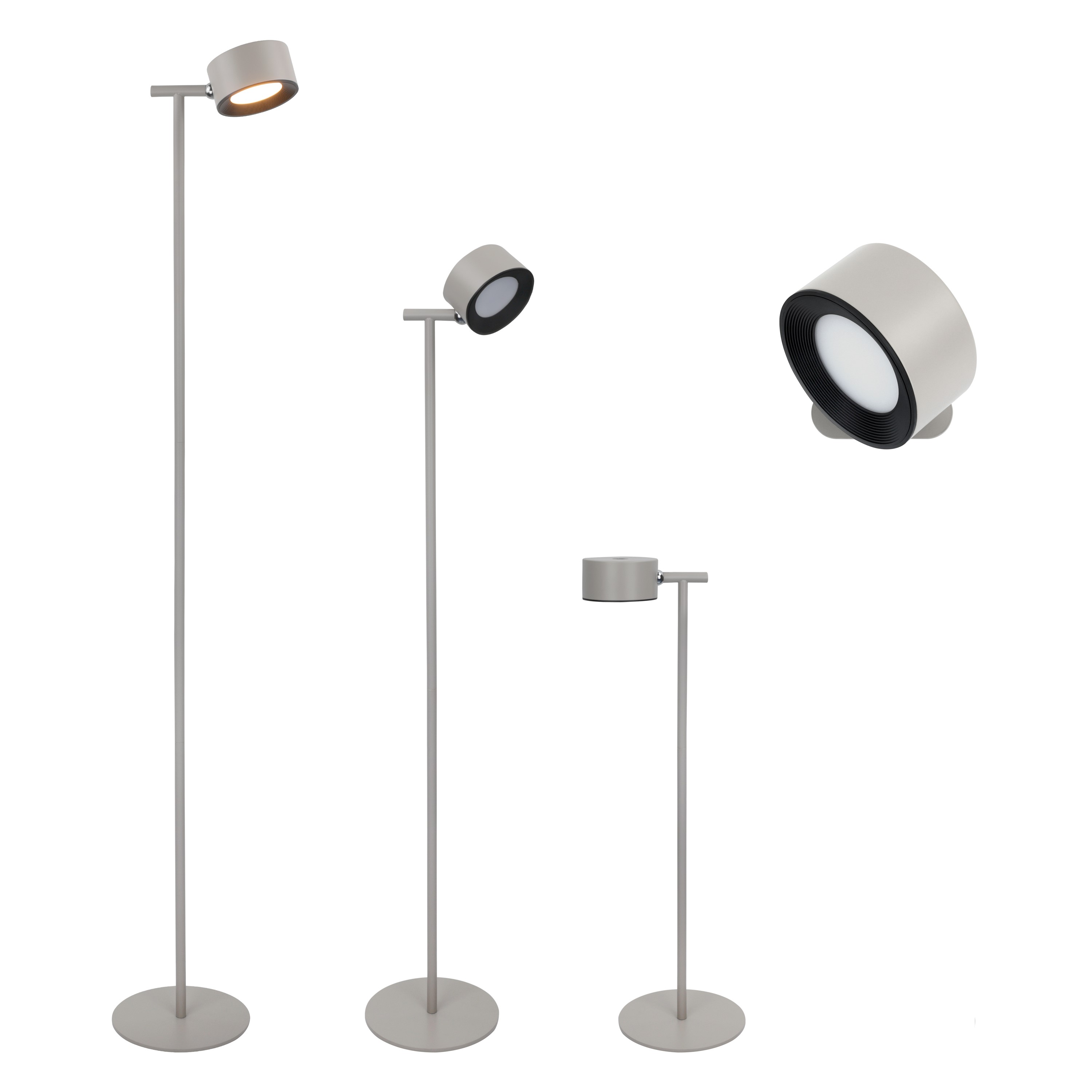  MeLiTec LED-Stehleuchte ST55-2 – Aufladbare Designerlampe in Beige, dimmbar mit Magnetkopf & Wandhalterung, warmweißes Licht 2.700K, Akkubetrieb bis 12h, USB-C