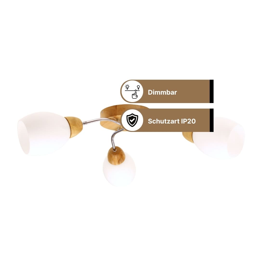 SPOT Light Santa Deckenleuchte 3xE27 60W Birke/Chrom/Weiss SPOT Light Santa Deckenleuchte 3xE27 60W Birke/Chrom/Weiss