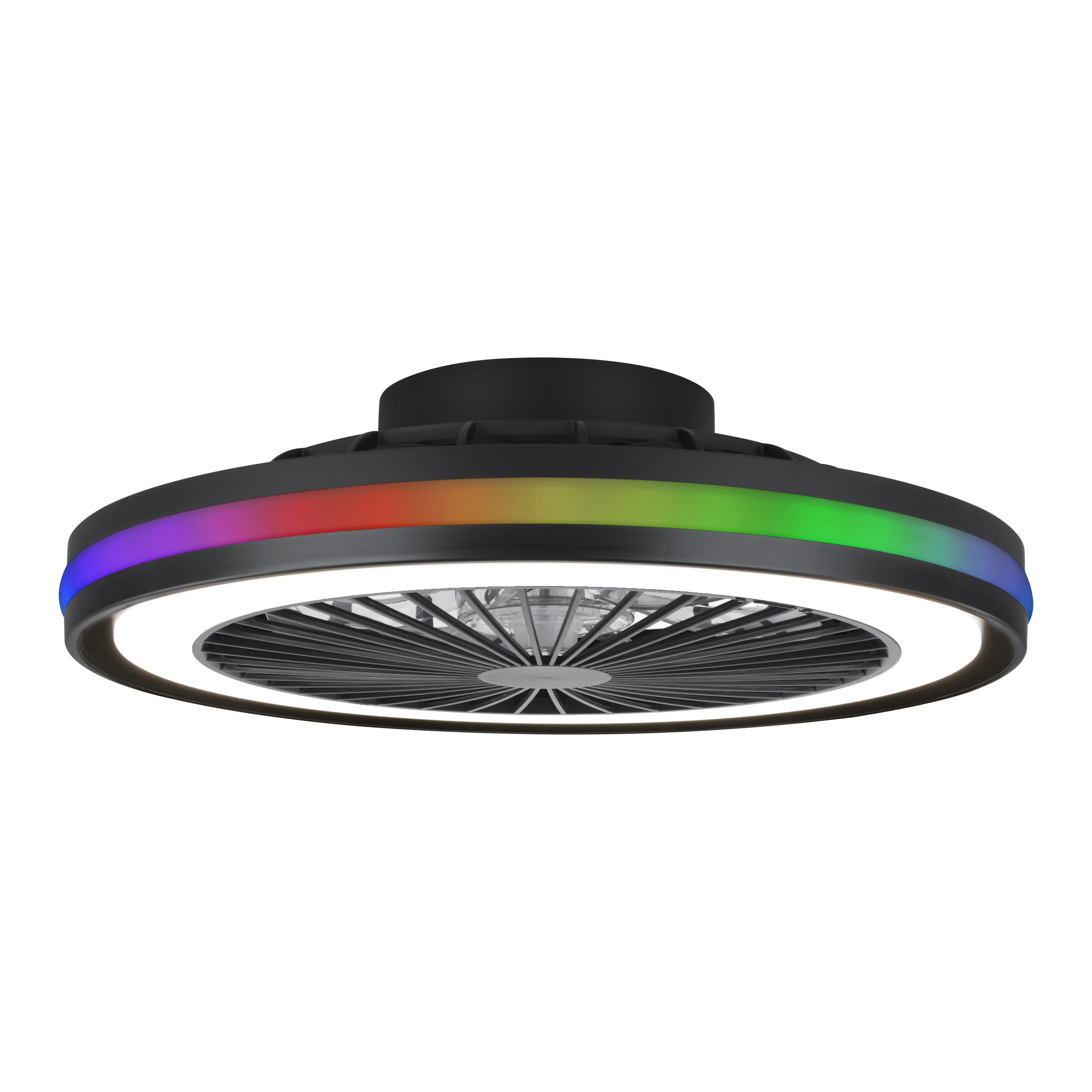  MeLiTec Deckenlampe mit Ventilator DV06 RGB-Lauflicht + naürlicher Wind, schwarz