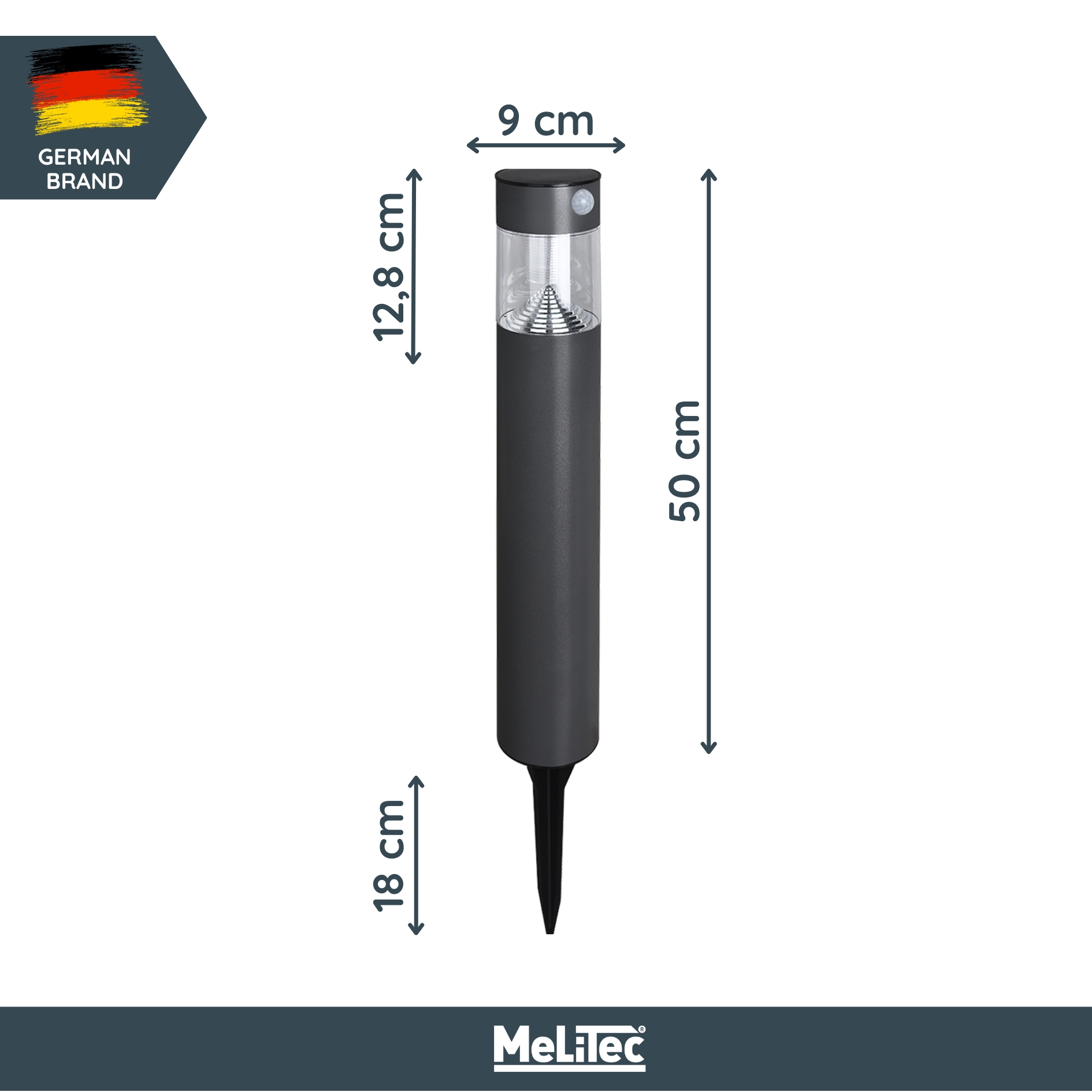 MeLiTec Solar Gartenleuchte SO31-1 rund mit Bewegungsmelder, Edelstahl anthrazit Licht, Licht,
