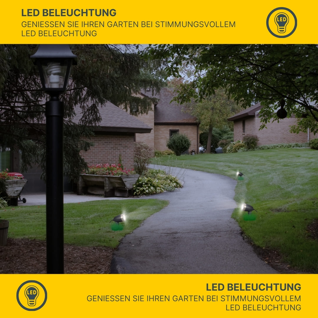 MeLiTec 2er Set LED Gartenstrahler GL11-1 Edelstahl anthrazit