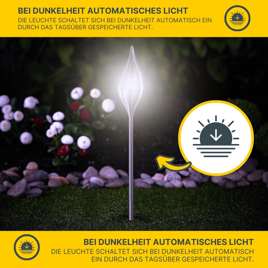 MeLiTec Solar Gartenfackel SO35 Flackereffekt Edelstahl matt-gebürstet