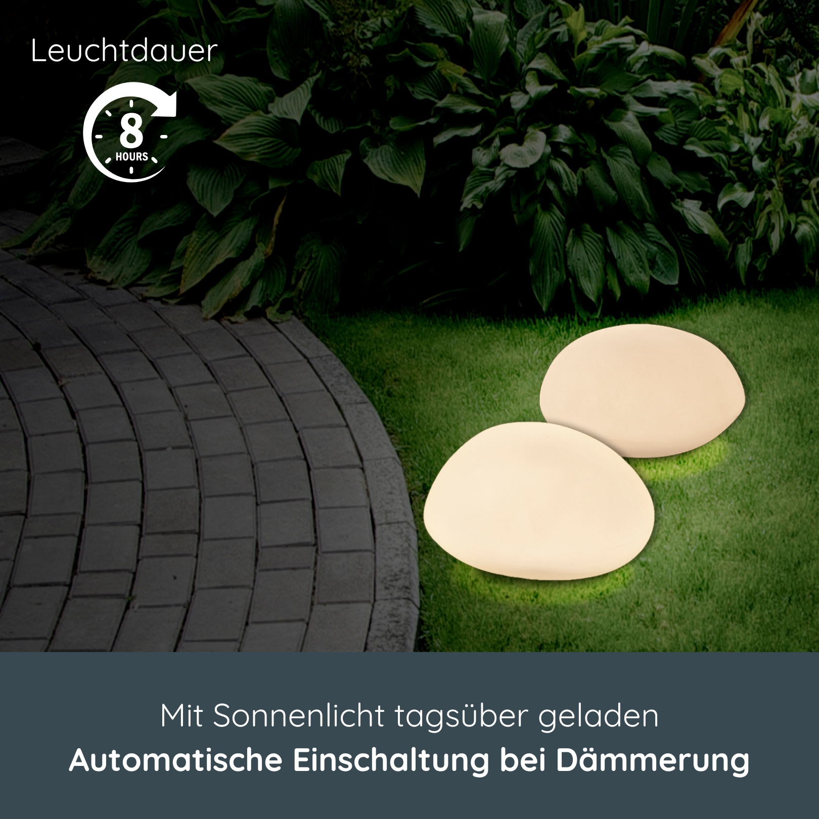 MeLiTec Solarleuchte 2er-Set - farbige Bodenbeleuchtung für Garten, Balkon & Terrasse - Solar-Bodenleuchte mit Farbwechsel bis 8h Leuchtdauer - inkl. Akku - Kunststoff - Stein-Form - LK15