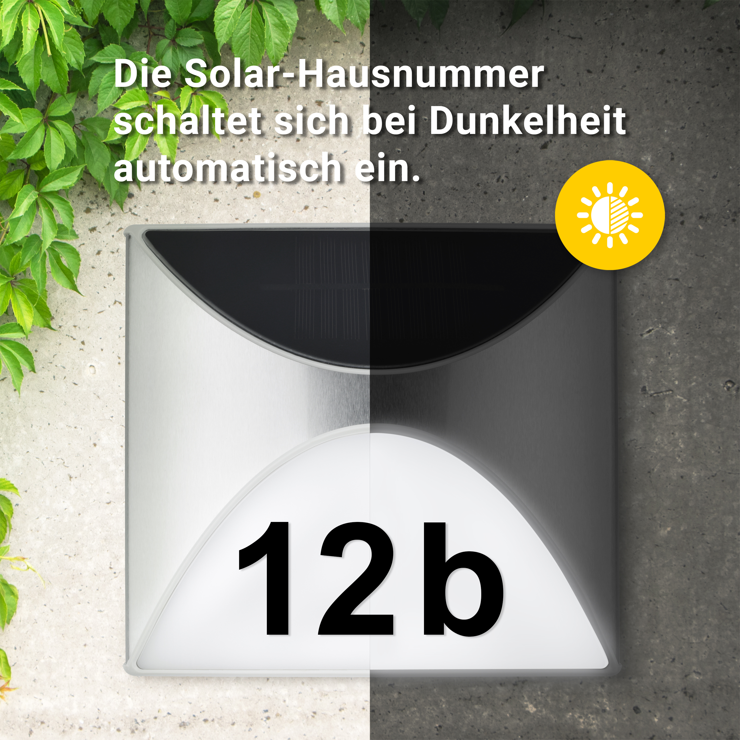 MeLiTec Solar Hausnummer SH04 beleuchtet, Edelstahl