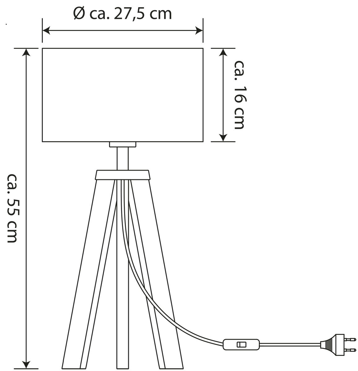 MeLiTec LED Holz Tischleuchte skandinavisch T169-1, Schirm schwarz MeLiTec LED Holz Tischleuchte skandinavisch T169-1, Schirm schwarz