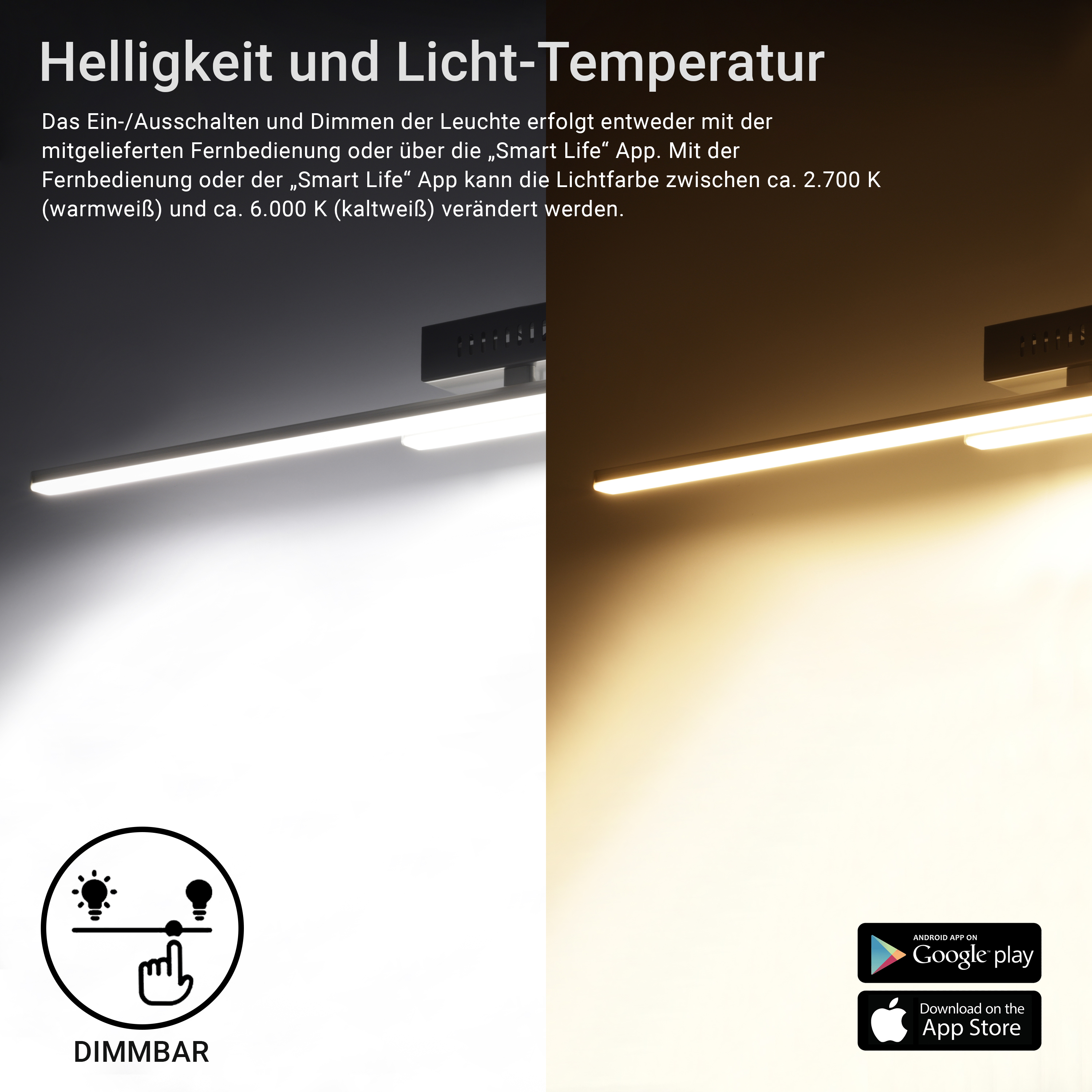 MeLiTec LED Deckenleuchte Duo Line Smart D128 App und Fernbedienung