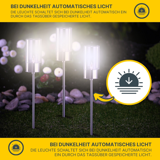 MeLiTec 3er Set Solarfackeln SO37 Edelstahl matt gebürstet MeLiTec 3er Set Solarfackeln SO37 Edelstahl matt gebürstet