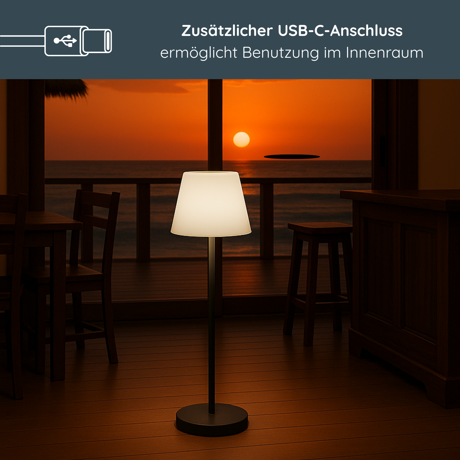 MeLiTec Solarleuchte für Terrasse und Garten, Solar Lounge Light, SO50-1 mit Fernbedienung Lampe, Stuhl, Mobiliar,