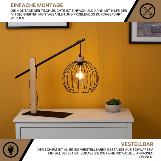 SPOT Light Mandarine Tischleuchte 1xE27 60W Schwarz/Birke/Schwarz SPOT Light Mandarine Tischleuchte 1xE27 60W Schwarz/Birke/Schwarz