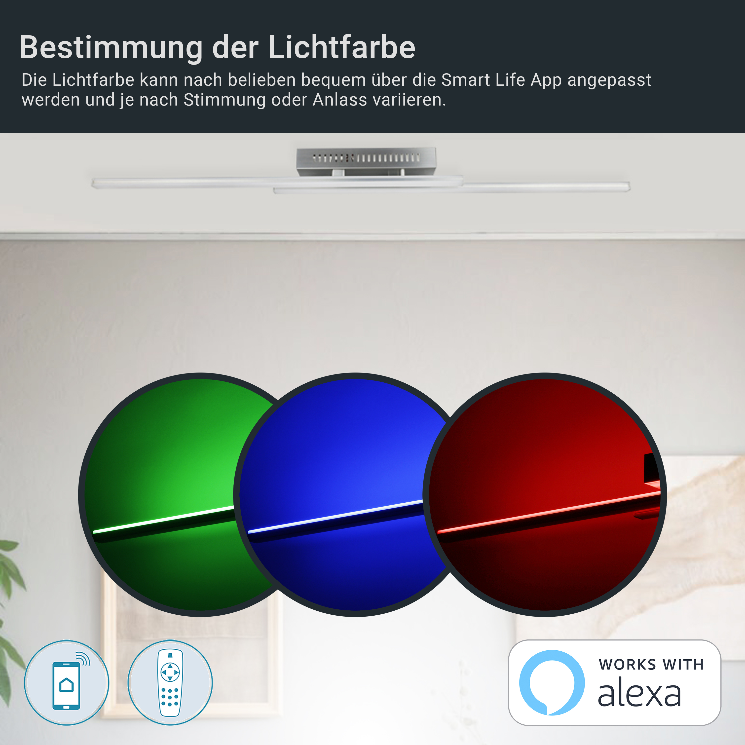 MeLiTec LED Deckenleuchte Duo Line Smart D128 App und Fernbedienung