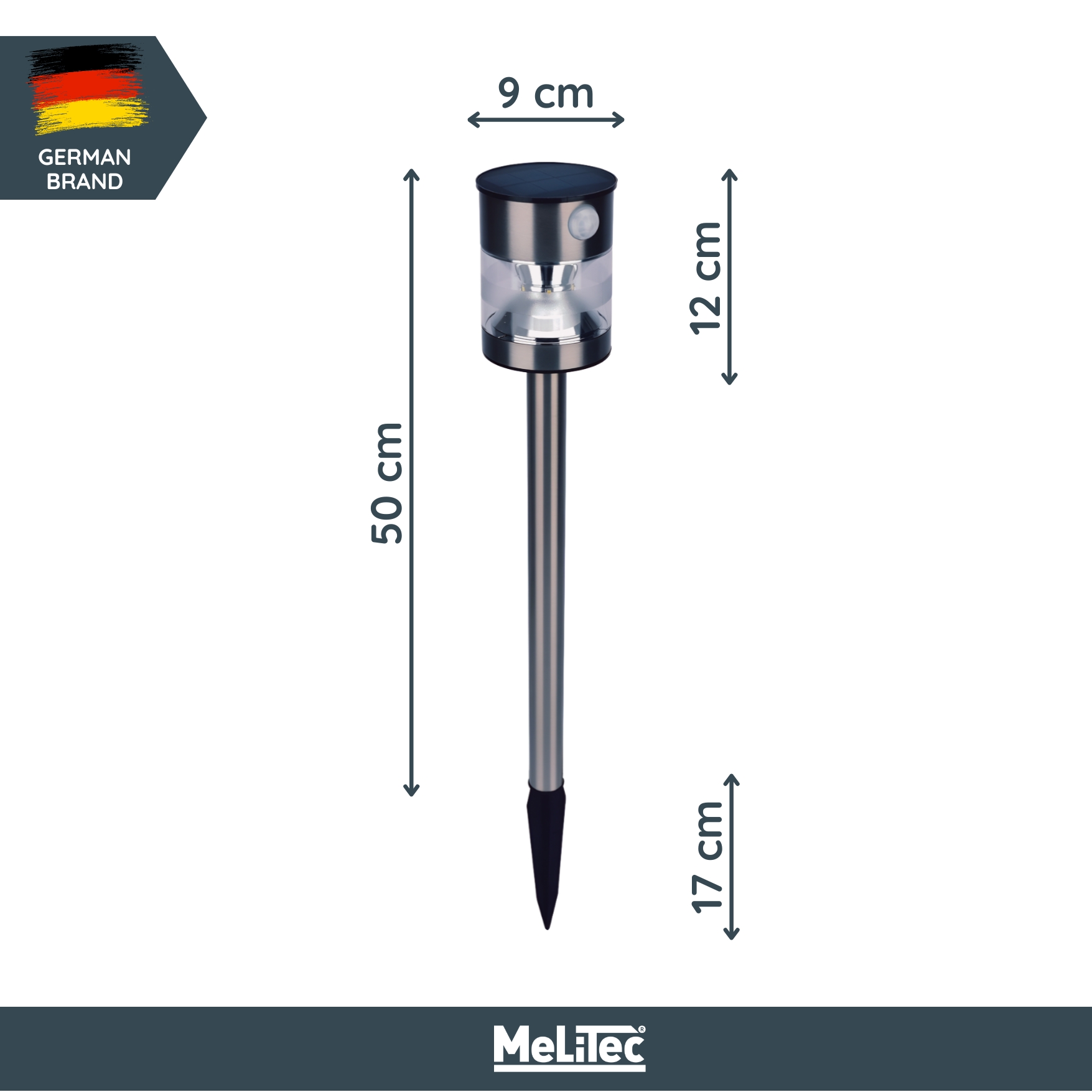 MeLiTec Solar Gartenleuchte SO49 Bewegungsmelder Wasser,
