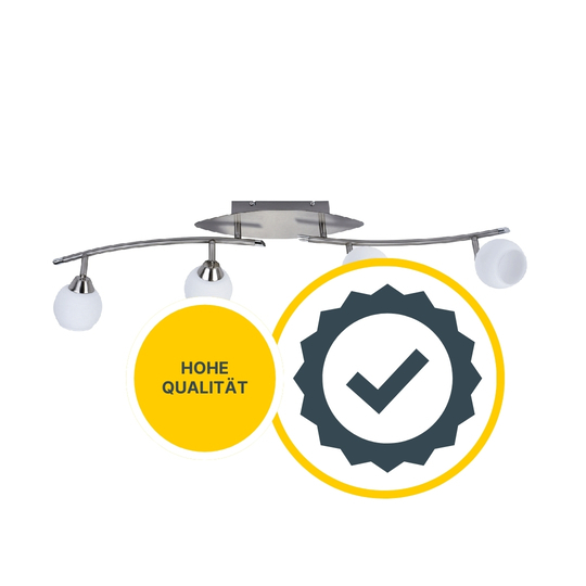 MeLiTec LED Deckenleuchte D123 B-Ware S-Form 4 Spots schwenkbar nickel 97cm