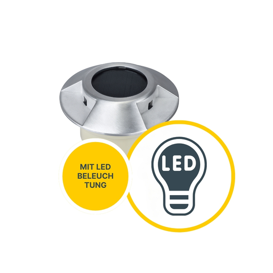 MeLiTec 3 Stück Solar Bodeneinbauleuchte SEL08 Silber, rund MeLiTec 3 Stück Solar Bodeneinbauleuchte SEL08 Silber, rund
