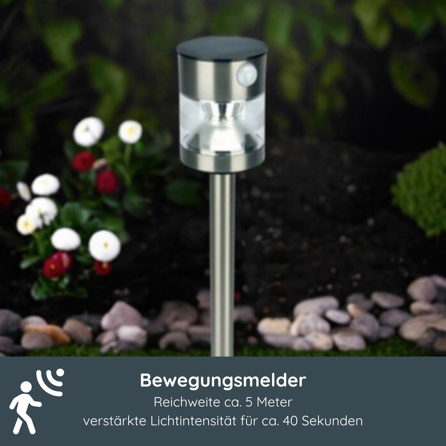 MeLiTec Solar Gartenleuchte SO49 Bewegungsmelder Beleuchtung, Wasser, Lampe,