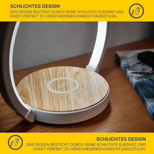 MeLiTec Nachttischleuchte LightBase, Handy kabellos aufladen, weiß