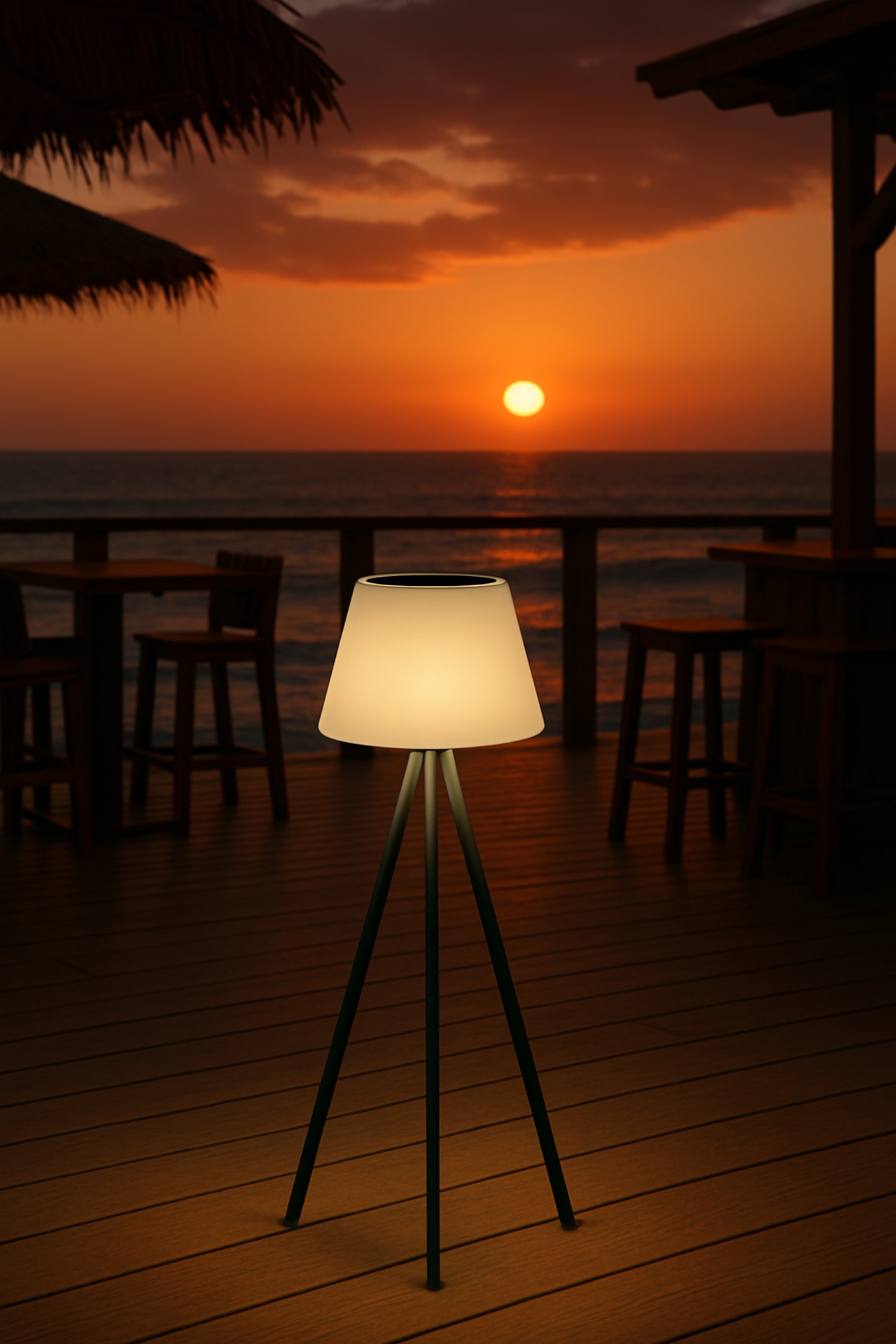 MeLiTec Solar Lounge RGB Light SO50 mit Fernbedienung Lampe, Draußen, Himmel, Stuhl, Holz,