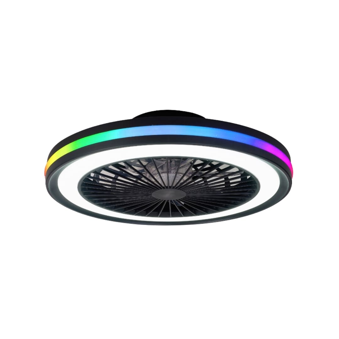 MeLiTec Deckenleuchte mit Ventilator DV06 RGB-Lauflicht, natürlicher Wind, schwarz