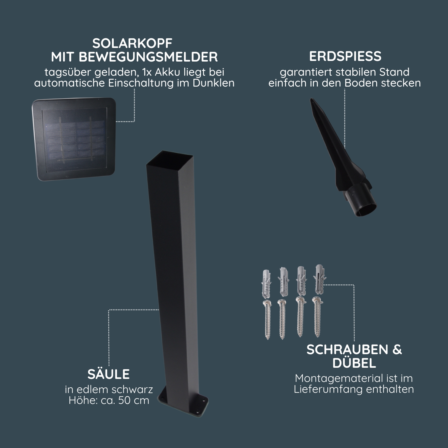 MeLiTec Solar Gartenleuchte SO48-1 Bewegungsmelder schwarz Computerausrüstung, Überwachen, Bildschirm, Waschbeckenhahn,
