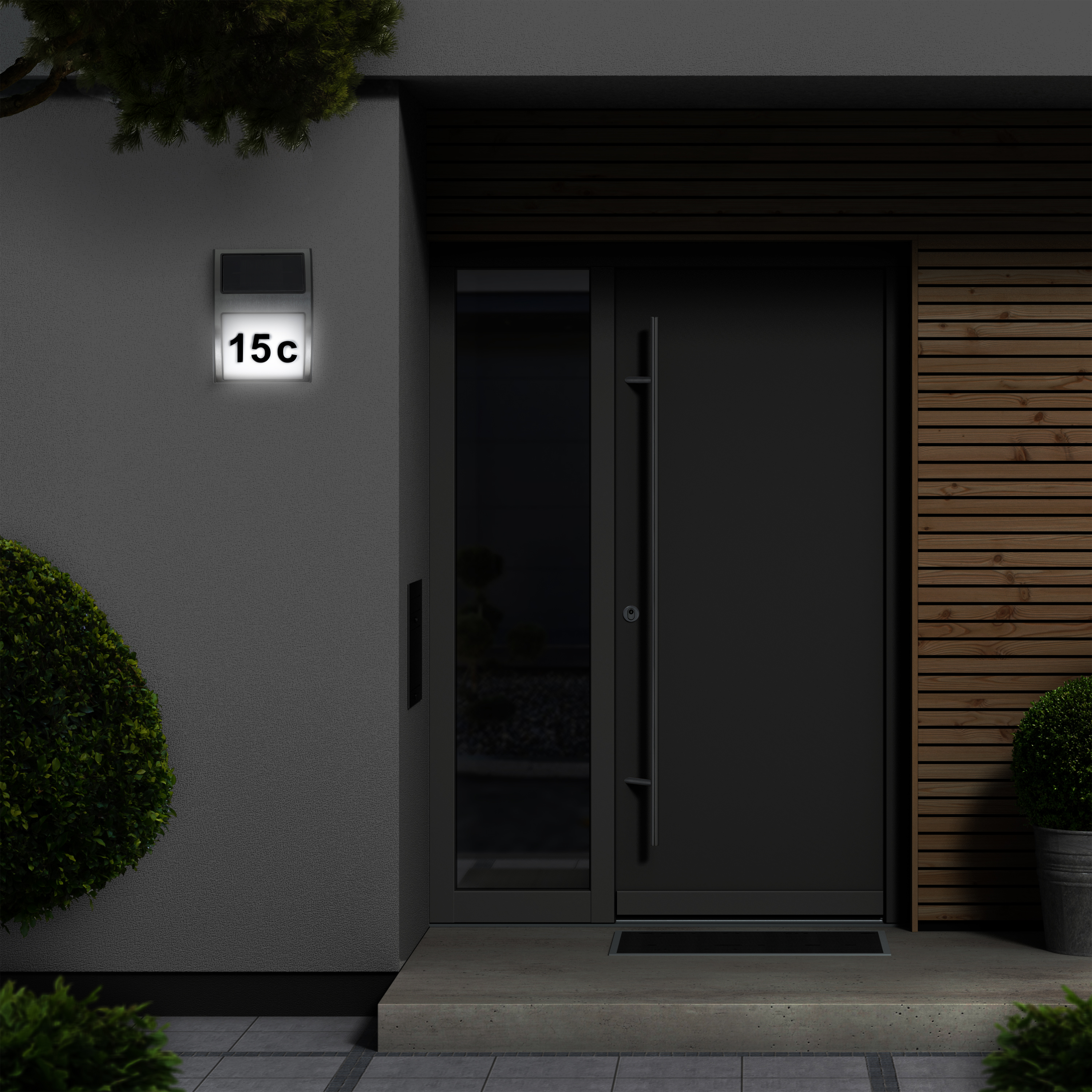 MeLiTec Solar LED Hausnummer SH08, Edelstahl Tür,